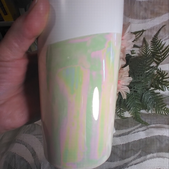 Very Beautiful All Ceramic Mother of Pearl-Like Travel Cozy/ Mug - Picture 3 of 7